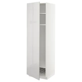IKEA METOD МЕТОД, висока шафа, полиці / дротяний кошик, білий / Ringhult світло-сірий, 60x60x200 см 394.687.99 фото