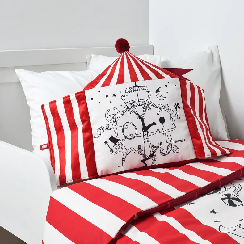 IKEA BUSENKEL БУСЕНКЕЛЬ, подушка, у формі циркового намета червоний/білий, 48x37 см 405.231.82 фото №3