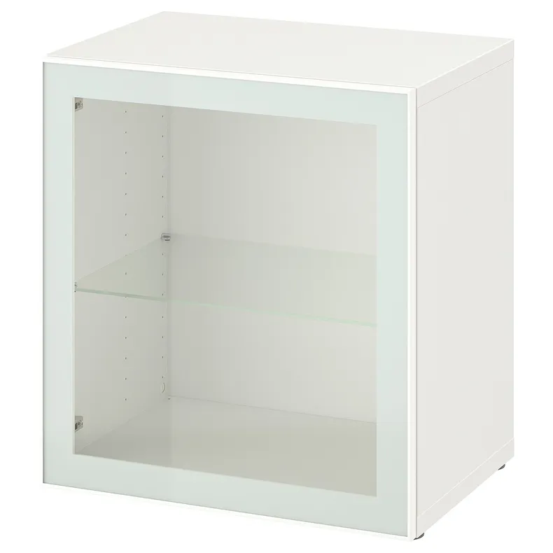 IKEA BESTÅ БЕСТО, стеллаж со стеклянн дверью, белый Стекловик / белый / светло-зеленый Прозрачное стекло, 60x42x64 см 194.891.23 фото №1