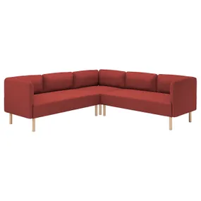 IKEA LILLEHEM ЛИЛЛЕХЕМ, 4-местный модульный угловой диван, Окрашенное в коричнево-красный цвет дерево 595.361.46 фото