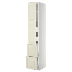 IKEA METOD МЕТОД / MAXIMERA МАКСИМЕРА, высокий шкаф+полки / 4ящ / двр / 2фасада, белый / бодбинские сливки, 40x60x220 см 993.668.87 фото