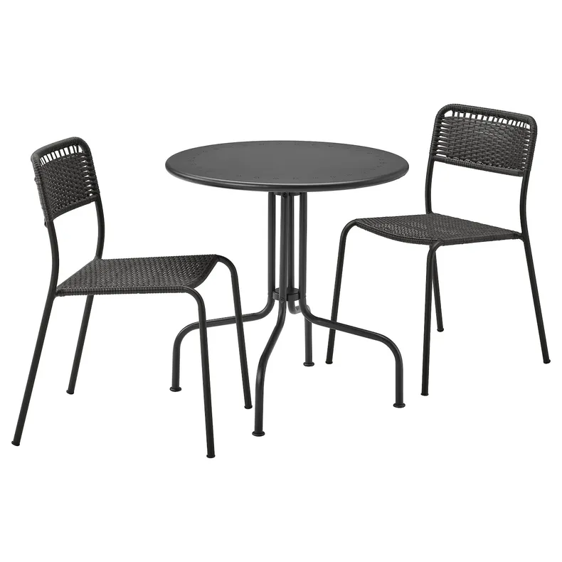 IKEA LÄCKÖ ЛЕККЕ / VIHOLMEN ВІХОЛЬМЕН, стіл+2 стільці, вуличний, сірий/темно-сірий 194.135.24 фото №1
