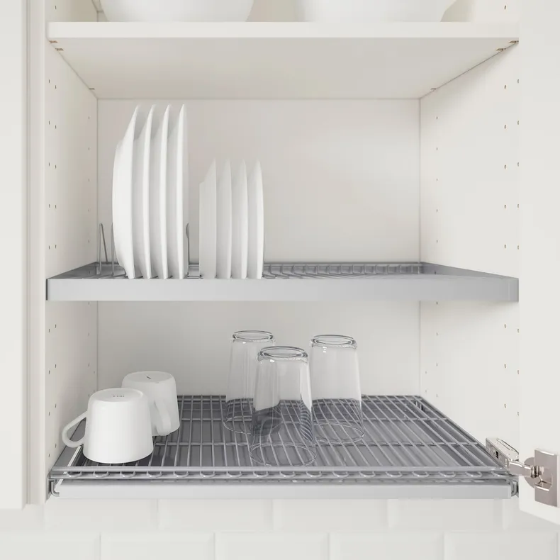 IKEA METOD МЕТОД, навесной шкаф с сушилкой, белый / Воксторп глянцевый / белый, 60x60 см 294.616.42 фото №3