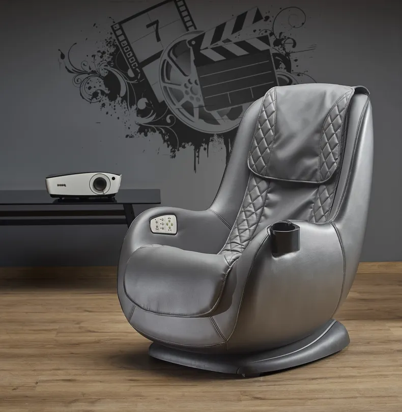 Масажне крісло HALMAR DOPIO екошкіра, сірий фото №2