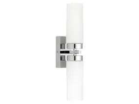 BRW Кельтський настінний світильник для ванної кімнати з 2 точками зі сталі та скла, срібла та білого 023685 фото