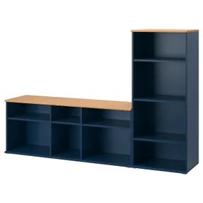 IKEA SKRUVBY СКРУВБИ, шкаф для ТВ, комбинация, черный и синий, 216x38x140 см 894.946.06 фото