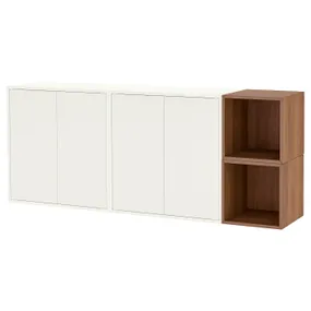 IKEA EKET ЭКЕТ, комбинация настенных шкафов, белый / орех, 175x35x70 см 294.926.91 фото