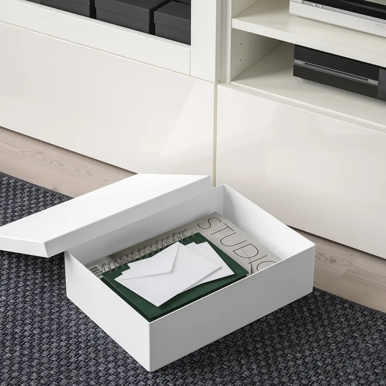 IKEA TJENA ТЙЕНА, коробка для зберігання з кришкою, білий, 25x35x10 см 903.954.22 фото №2