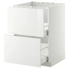 IKEA METOD МЕТОД / MAXIMERA МАКСИМЕРА, напольн шк п-мойку+2фрнт пнл / 2 ящ, белый / Рингхульт белый, 60x60 см 499.202.00 фото