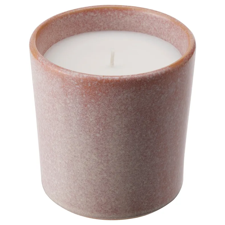 IKEA LUGNARE ЛУГНАРЕ, аром свічка у керамічній склянці, жасмин / рожевий, 50 Години 205.021.90 фото №1
