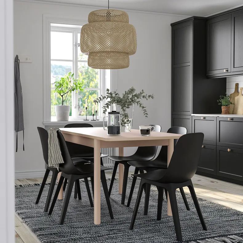 IKEA RÖNNINGE РЁННИНГЕ / ODGER ОДГЕР, стол и 4 стула, берёза / антрацит, 118 / 173 см 094.290.59 фото №2