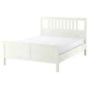 IKEA HEMNES ХЕМНЕС, каркас ліжка з матрацом, біла морилка/ОКРЕХАМН жорсткий, 140x200 см 495.419.97 фото