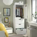 IKEA SMÅSTAD СМОСТАД / PLATSA ПЛАТСА, гардероб, белый в полоску / светло-зеленый с 3 выдвижными ящиками, 60x57x181 см 495.499.17 фото thumb №3