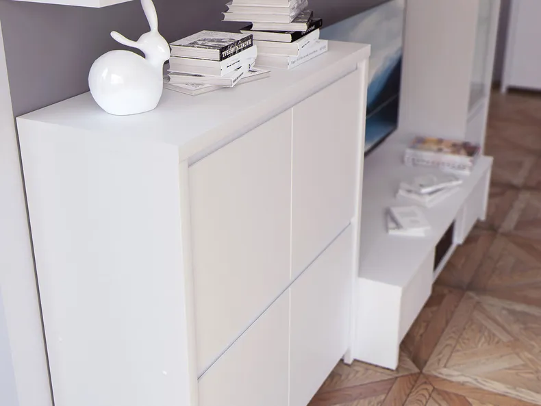 BRW Четырехдверный шкаф Kaspian 105 см белый, белый/матовый белый KOM4D-BI/BIM фото №4