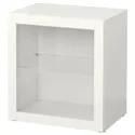 IKEA BESTÅ БЕСТО, стеллаж со стеклянн дверью, белый / Синдвик белое прозрачное стекло, 60x42x64 см 490.476.47 фото thumb №1