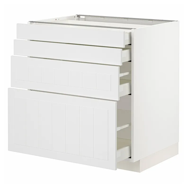 IKEA METOD МЕТОД / MAXIMERA МАКСИМЕРА, напольный шкаф 4 фасада / 4 ящика, белый / Стенсунд белый, 80x60 см 994.095.04 фото №1