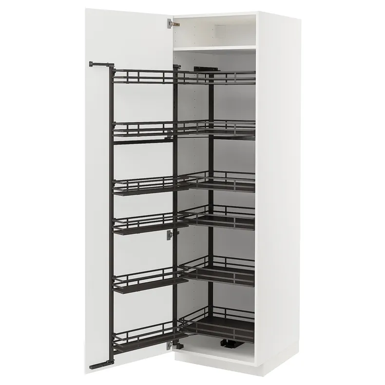IKEA METOD МЕТОД, высокий шкаф с выдвижным модулем, белый / светло-серый, 60x60x200 см 394.720.13 фото №1