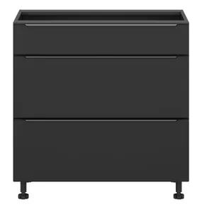 BRW Кухонный цокольный шкаф Sole L6 80 см с выдвижными ящиками черный матовый, черный/черный матовый FM_D2S_80/82_2SMB/B-CA/CAM фото