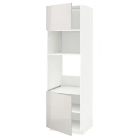 IKEA METOD МЕТОД, вис шаф д / дух / мікр печі / 2 двер / пол, білий / Ringhult світло-сірий, 60x60x200 см 594.620.89 фото