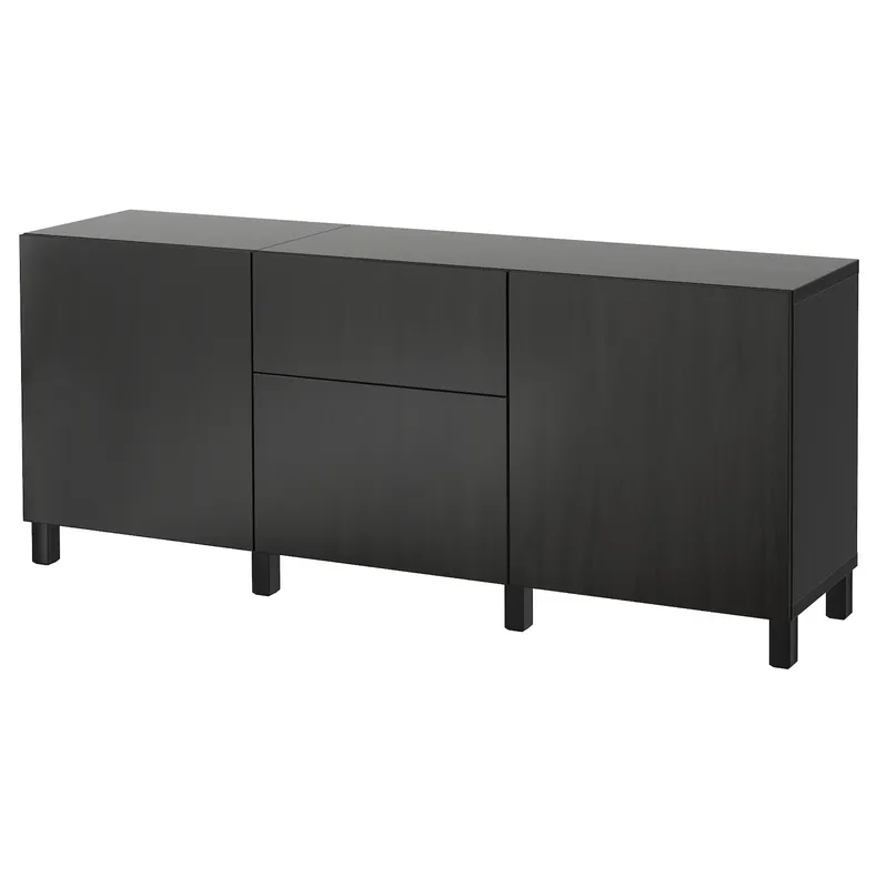IKEA BESTÅ БЕСТО, комбинация для хранения с ящиками, черный / коричневый / Лаппвикен / Стуббарп черный / коричневый, 180x42x74 см 094.126.81 фото №1