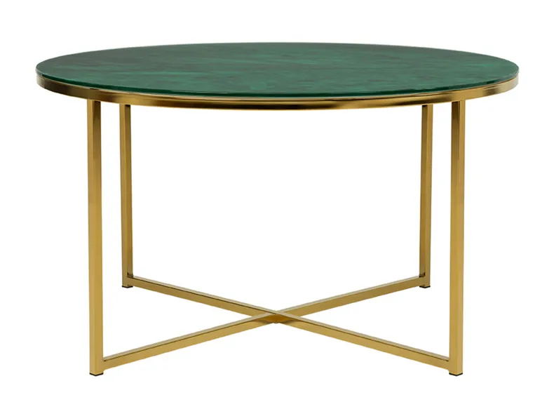Стол круглый BRW Xana, 80х80 см, зеленый/золотой GREEN фото №2