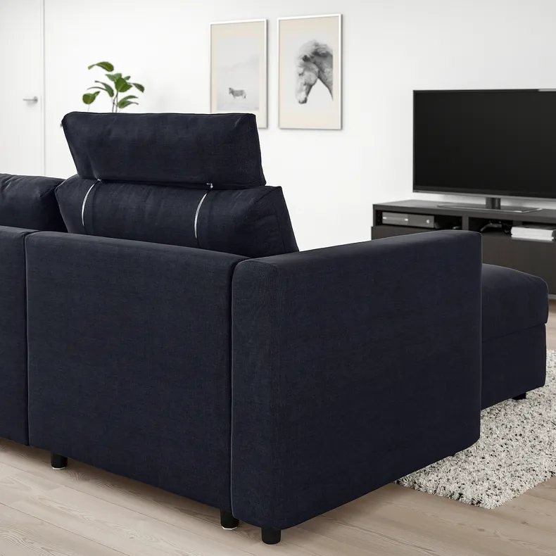 IKEA VIMLE ВИМЛЕ, 3-местный диван с козеткой, с подголовником Саксемара / черно-синий 293.991.36 фото №9