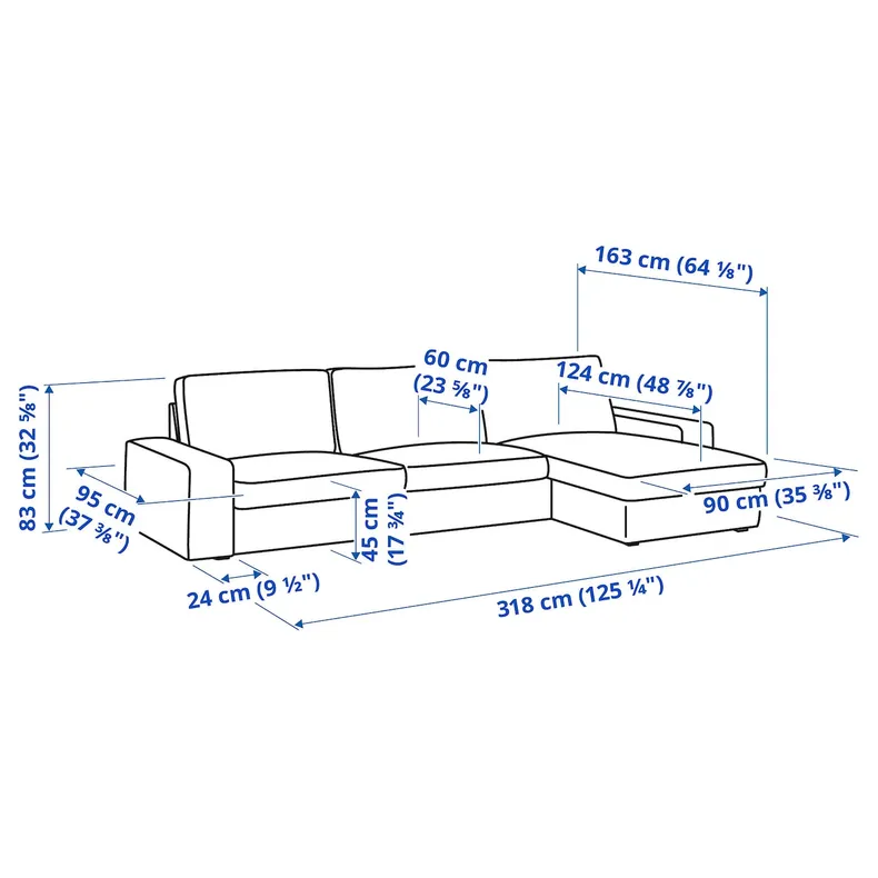 IKEA KIVIK КІВІК, 4-місний диван, з шезлонгом/Гранн/Бомстад чорний 394.431.91 фото №7