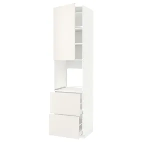 IKEA METOD МЕТОД / MAXIMERA МАКСІМЕРА, висока шафа для духовки+дверц / 2шухл, білий / ВЕДДІНГЕ білий, 60x60x240 см 494.684.64 фото