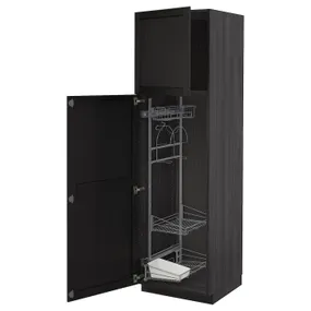IKEA METOD МЕТОД, висока шафа із приладд д / прибирання, чорний / Лерхіттан, пофарбований у чорний колір, 60x60x200 см 894.623.42 фото