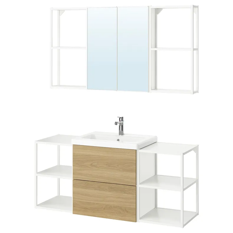 IKEA ENHET ЕНХЕТ, ванна, білий / імітація. дуб, 140x43x65 см 095.475.00 фото №1