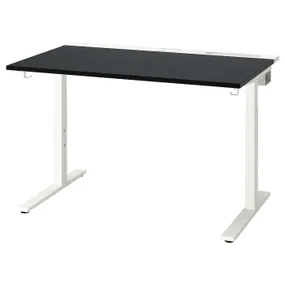IKEA MITTZON МИТТЗОН, письменный стол, черный шпон ясеня / белый, 120x80 см 095.260.84 фото