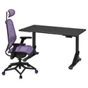 IKEA UPPSPEL УППСПЕЛЬ / STYRSPEL СТИРСПЕЛЬ, геймерский стол и стул, чёрный/фиолетовый, 140x80 см 694.913.88 фото thumb №1