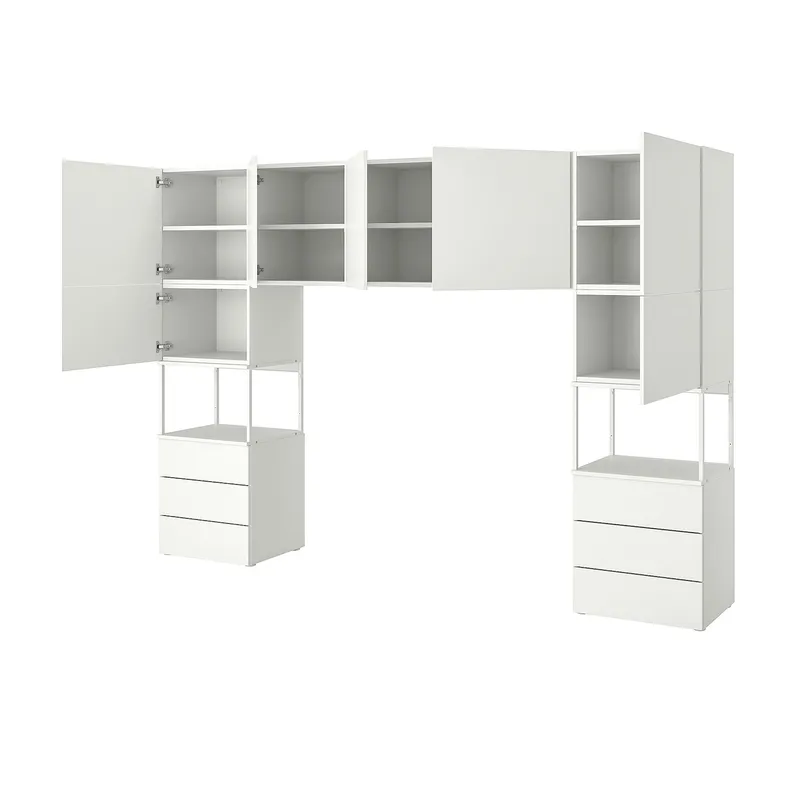 IKEA PLATSA ПЛАТСА, гардероб, 7дверцят+6шухляд, білий / Fonnes white, 300x42x201 см 693.252.14 фото №1