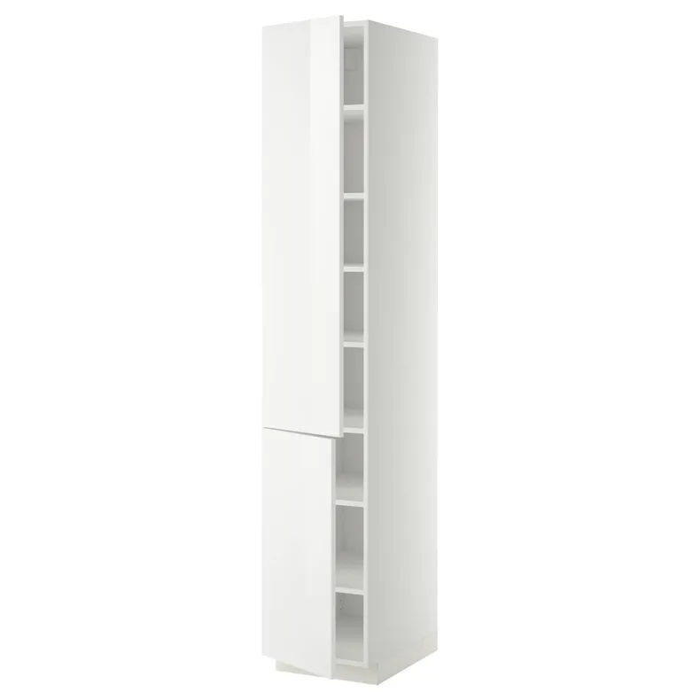 IKEA METOD МЕТОД, высокий шкаф с полками / 2 дверцы, белый / Рингхульт белый, 40x60x220 см 794.564.31 фото №1