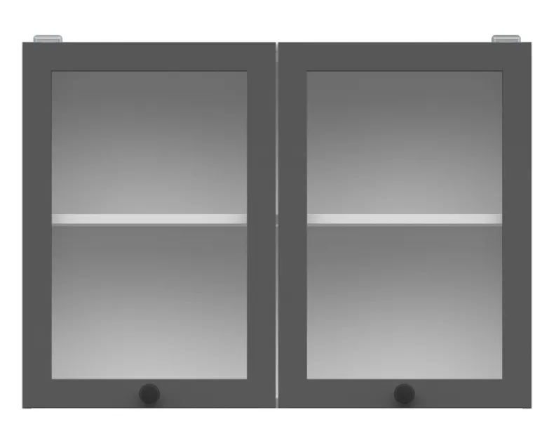 BRW Двухдверный кухонный шкаф Junona Line 80 см с витриной графит, белый/графит G2W/80/57-BI/GF фото №1