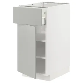 IKEA METOD МЕТОД / MAXIMERA МАКСІМЕРА, підлогова шафа з шухлядами та дверц, білий / Хавсторп світло-сірий, 40x60 см 095.393.50 фото