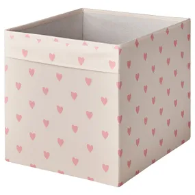 IKEA REGNBROMS РЕГНБРОМС, коробка, серцевий візерунок/рожевий, 33x38x33 см 705.553.55 фото