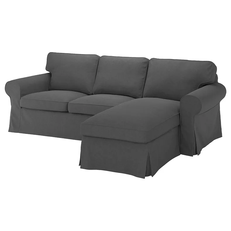IKEA EKTORP ЭКТОРП, чехол на 3-местный диван, с шезлонгом/Tallmyra средний серый 905.171.12 фото №1