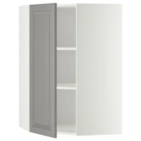 IKEA METOD МЕТОД, угловой навесной шкаф с полками, белый / Будбин серый, 68x100 см 599.186.97 фото