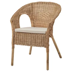 IKEA AGEN АГЕН, крісло з подушкою, ротанг / НОРНА натуральний 193.907.73 фото