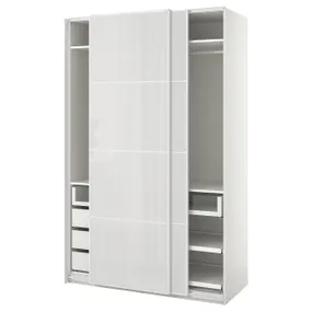 IKEA PAX ПАКС / HOKKSUND ХОККСУНД, гардероб, білий / світло-сірий, 150x66x236 см 094.322.69 фото