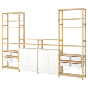 IKEA IVAR ИВАР, 4 секции / полки / шкаф, сосна / белый, 344x30x226 см 794.038.38 фото