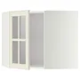 IKEA METOD МЕТОД, кутова настін шафа, полиці / скл двер, білий / БУДБІН кремово-білий, 68x60 см 493.955.09 фото