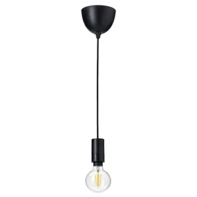 IKEA SUNNEBY СУННЕБЮ / TRÅDFRI ТРОДФРИ, подвесной светильник с лампочкой, черный / умный теплый белый 895.170.14 фото
