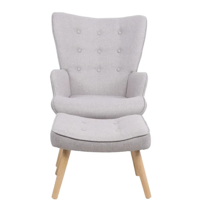 Крісло м'яке з підставкою для ніг MEBEL ELITE LOZANO 2 Velvet, тканина: сірий фото №10