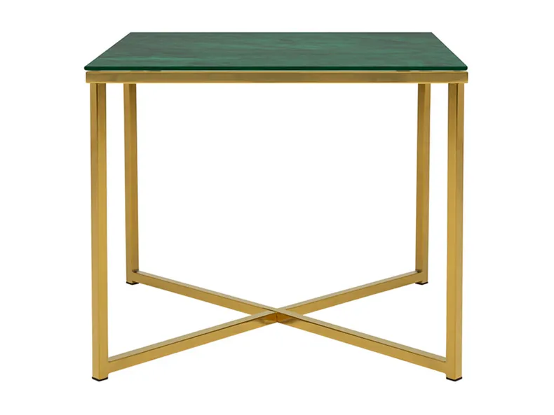 Стол BRW Ditra, 50х50 см, зеленый/золотой GREEN фото №2