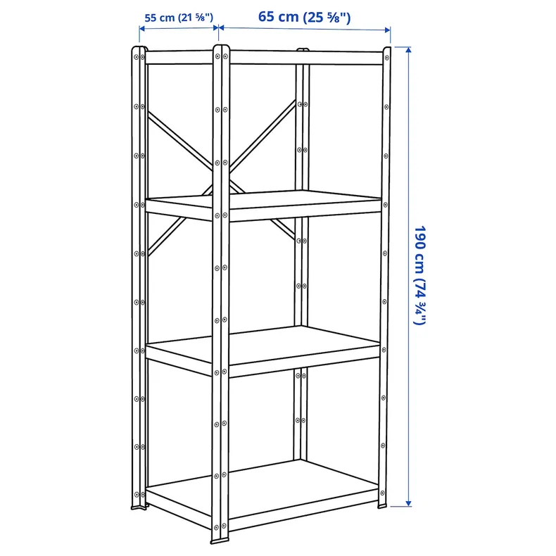 IKEA BROR БРУР, стеллаж, черный, 65x55x190 см 294.717.59 фото №6