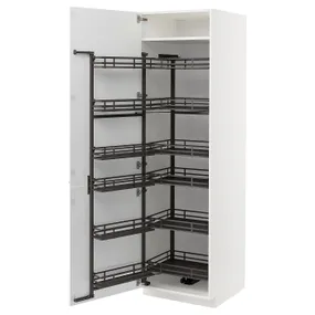 IKEA METOD МЕТОД, высокий шкаф с выдвижным модулем, белый / Воксторп матовый белый, 60x60x200 см 494.720.41 фото