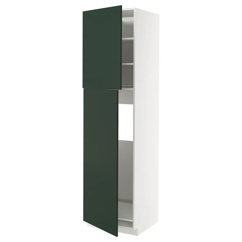 IKEA METOD МЕТОД, висока шафа для холодильника, 2 дв, білий / Хавсторп темно-зелений, 60x60x220 см 595.575.96 фото №1