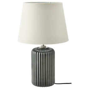 IKEA SNÖBYAR СНЁБЮАР, лампа настольная, серо-бирюзовая керамика / серый, 52 см 504.504.01 фото